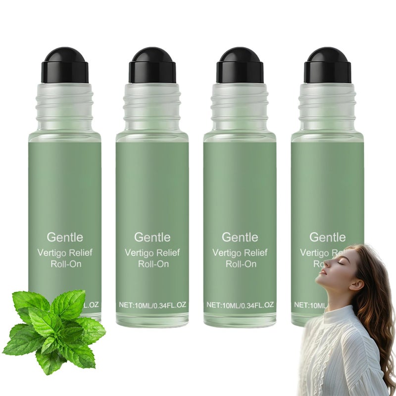 4PCS Vertigo Ease Roll On, Natural Vertigo and Nausea Relief Roll-On,Dizzy Relief for Daily Care, Natural Ingredients Can Quickly Relieve Dizziness,Rebalance Your Body